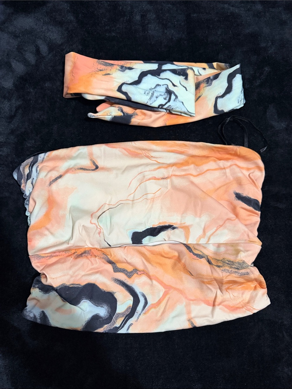 Forever 21 Peach Marble-Print Strapless Bandeau with Headband